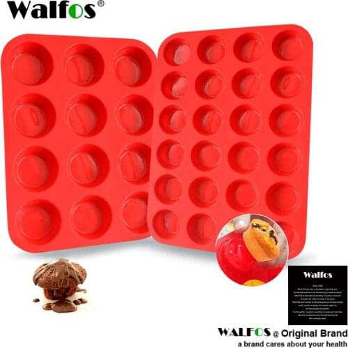 WALFOS Premium Non-Stick Silicone Muffin Cupcake Baking Pan Set Prefect For Baking Cake Bread Muffin Top Pan Food Grade BPA Free