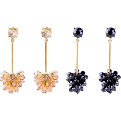 BALANBIU Black&Yellow Glass Grape Bunches Drop Earrings For Women Party Gifts 2019 New Dangle Earring Fashion Jewelry Accessory