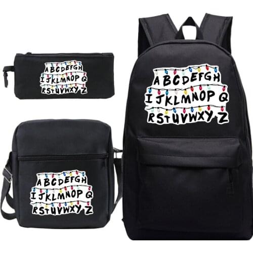 Hot Sale Stranger Things Backpack 3PCS Set School Bag for Teenagers Boys Girls Student Travel Bag Canvas Book Knapsack