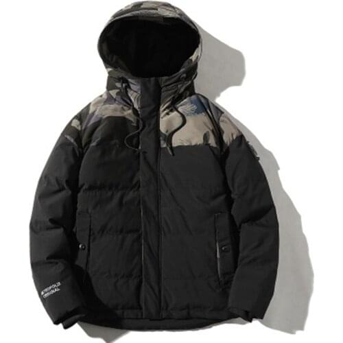 Winter thick warm cotton hooded jacket with hood new middle-aged camouflage trend cotton mens casual jacket