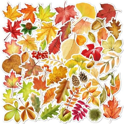 10/50pcs Autumn Maple Leaf Sticker Planner Scrapbooking DIY leaves Stickers DIY Stationery Laptop Dairy Craft journal Supplies