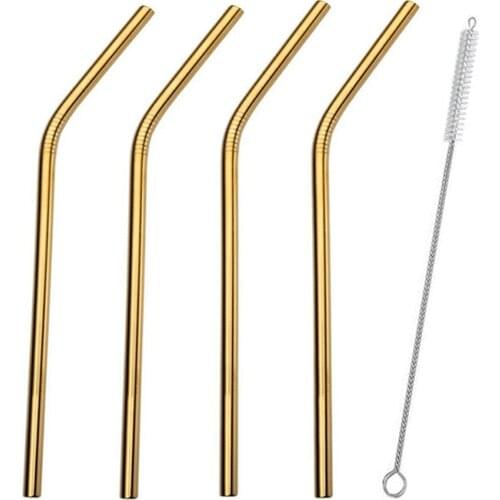 100Pcs/Lot Reusable Straw 304 Stainless Steel Drinking Straws Eco-Friendly Drinks Straw With Cleaning Brush(20Pcs For Free)