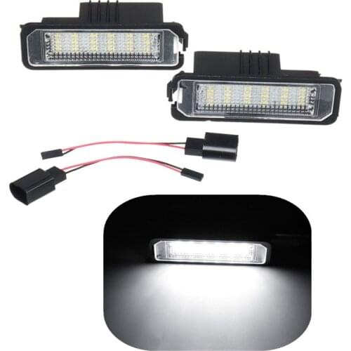 2Pcs 12V 5W LED Number License Plate Lights Lamps For VW GOLF 4 6 Polo 9N For Passat Car License Plate Lights Exterior Access