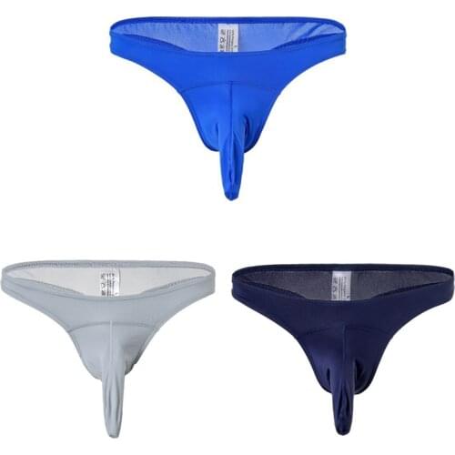 3PCS Mens Underwear Ice Silk Elephant Trunk Thongs Airplane Pants Pouch Low Waist Sexy T-pants Mens Thongs youpin