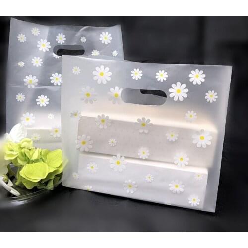 50pcs/lot 20x30x12cm Small fresh daisy plastic gift bags,plastic shopping bags,Festival gift package