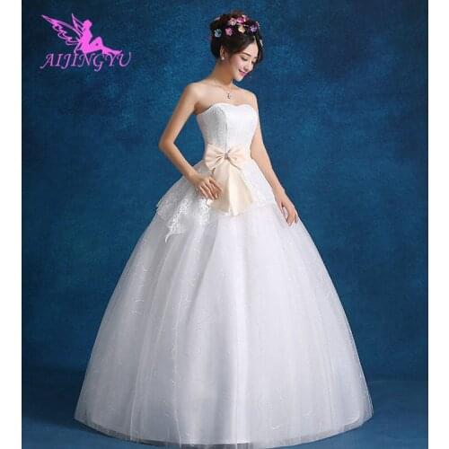 AIJINGYU 2021 sweet Customized new hot selling cheap ball gown lace up back formal bride dresses wedding dress FU192