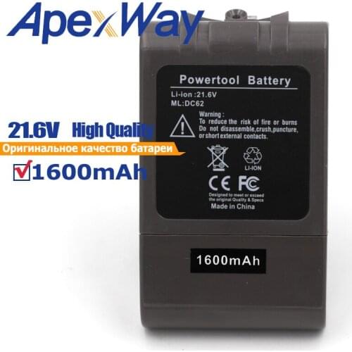 ApexWay 21.6V 1600mAH Li-ion Battery for Dyson DC61 DC62 DC72 DC58 DC59 DC72 DC74 965874-02 SV09 SV07 SV03 SV04 SV06