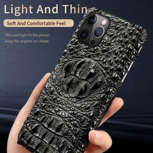 Genuine Leather Phone Case For iPhone 12 Pro Max Case Shockproof Hard Cover Crocodile Coque For iPhone 12 Mini 11 Pro Max Funda
