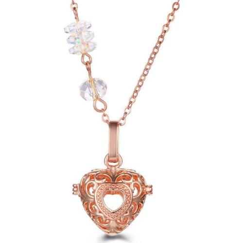 Colored Crystals and Holllowed Heart DIY Locket Oil Diffuser Pendant Necklace