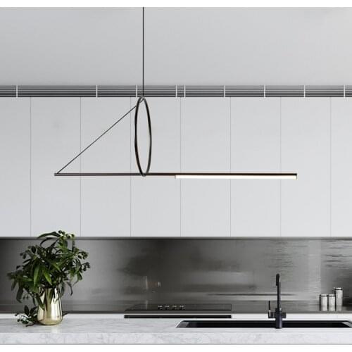 Nordic Minimalist Design Black LED Long Chandelier for Bedroom Living Dining Study Room Modern Home Interior Decoration Lighting