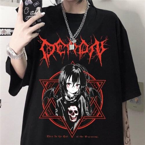 Harajuku T Shirt Aesthetic Gothic Punk cartoon Short Sleeve O-Neck Tops Women dropshipping summer loose oversize street clothes