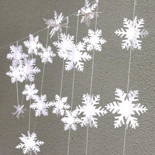 1pcs 3m Frozen Party Supplies Snowflake Shape Paper Garland Christmas Wedding Decoration Scene New Year Snow Flower Decoration