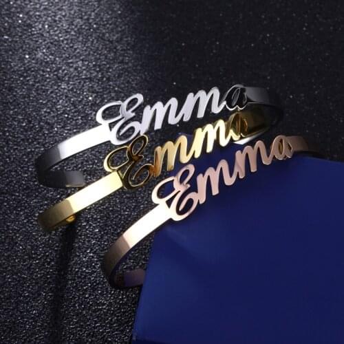 6mm Width Stainless Steel Personalized Customized Bracelet for Women Custom Name Bangles Jewelry Couple Gift