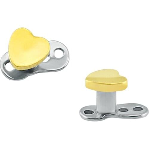 Hot Fashion Skin Diver Dermal Piercing Heart Shape Dermal Anchor Drivers Surface Piercing Stainless Steel Hide In Body Jewelry