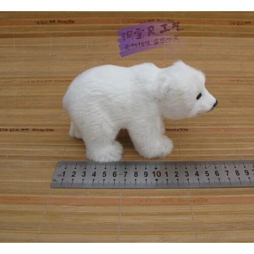 Mini simulation polar bear toy resin&fur small cute white polar bear doll gift about 16x6x9cm 0987