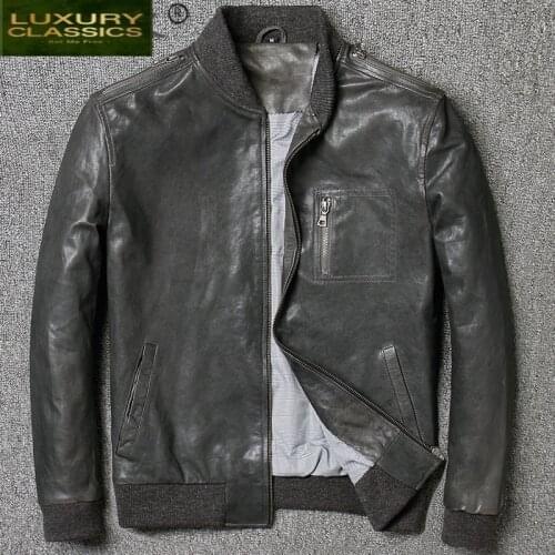 Natural Genuine Leather Jacket Men Clothing 2021 Streetwear 100% Real Sheepskin Coat Male Motorcycle Mens Jackets 1813