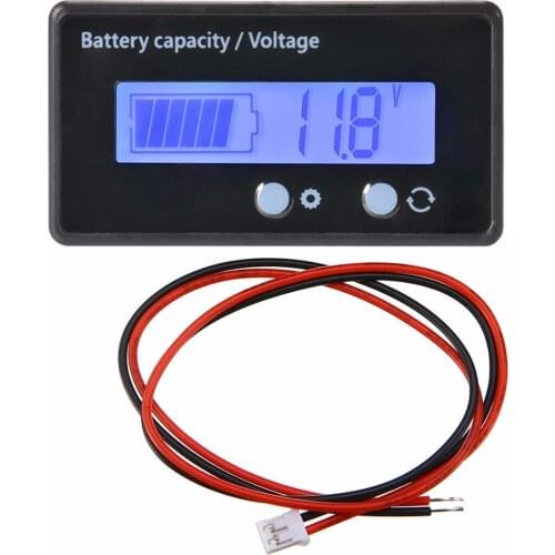 New 12V 24V 36V 48V Lead-Acid Battery Capacity Indicator Blue LCD Display Voltage Tester Waterproof