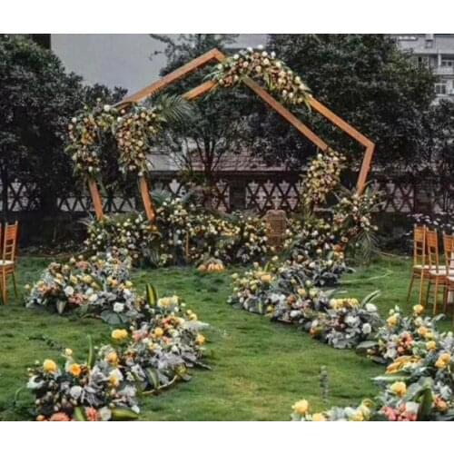 New wedding props pentagonal frame outdoor wedding stage background decoration geometric arch