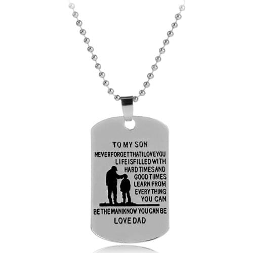 Dog Tag Necklace To My Son/Daughter Be The Man Love Dad/Mum Son Pendant Necklace Metal Military Father To Son Birthday Gift