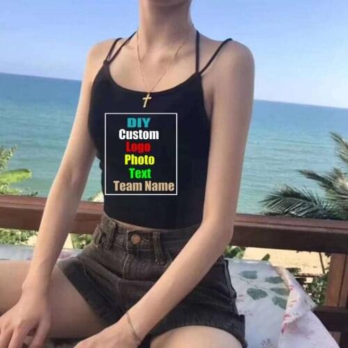 Customized picture summer sexy cross big backless short cropped camisole