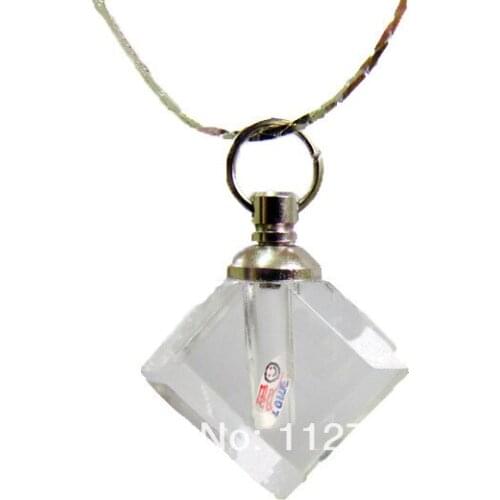 25pcs/lot transparent Flat prismatic Rice vials pendants rice vial pendant perfume empty glass bottle glass spray perfume bottl