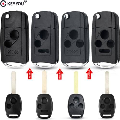 KEYYOU 10X Remote 2/3/4 Button Flip Car Key Shell Case For Honda Accord Civic CRV Pilot 2007 2008 2009 2010 2011 2012 2013