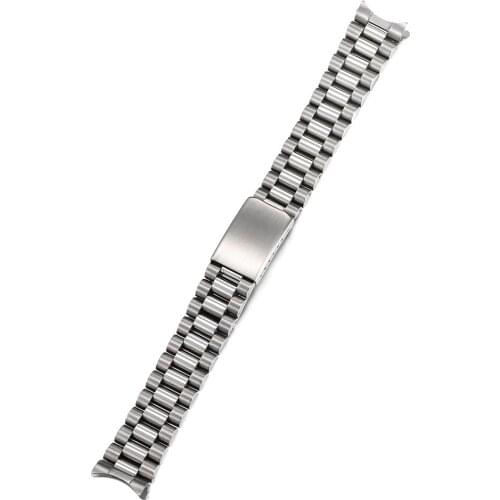 18mm 20mm Solid Stainless Steel President 70s Oyster Style Watch Band 0256
