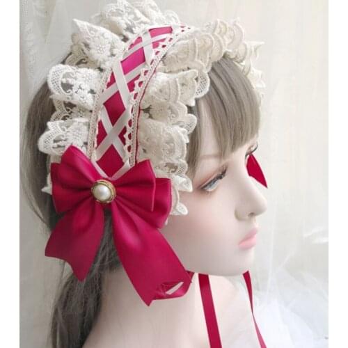 Retro Japanese cute cosplay lace bow headband nightclub cosplay hair accessories