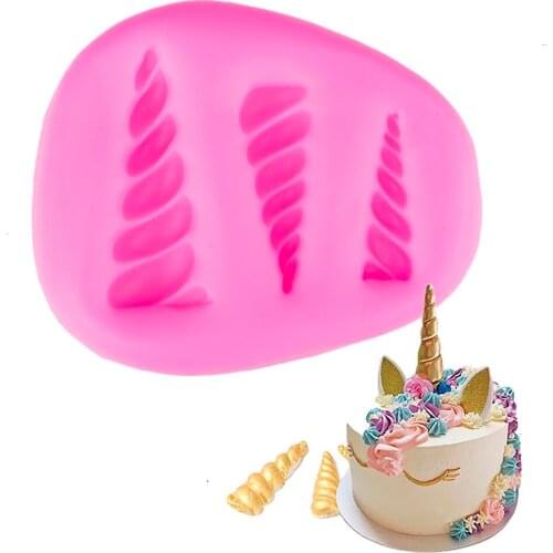 Unicorns Horn Shape 3D fondant cake silicone mold kitchen baking chocolate jello pastry candy making decoration tools FT-1144