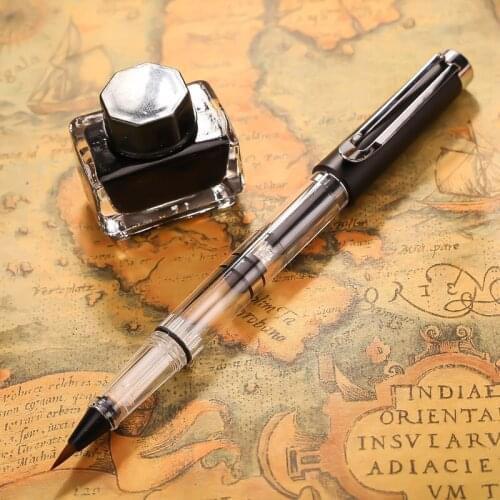 1 Black Metal Color Calligraphy Pen Soft Hair Writing Brush Painting Drawing Watercolor Fountain Pen School Supplies Stationery