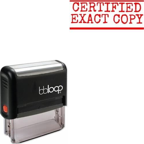 Bbloop 'CERTIFIED EXACT COPY' Self-Inking Office Stamp, Rectangular Typewriter Style