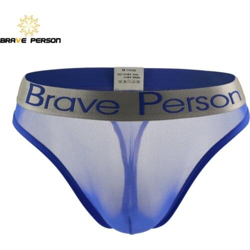 BRAVE PERSON Sexy Mens Briefs Transparent Low-waist Briefs Mesh Gauze Breathable Underwear Briefs Panties For Man
