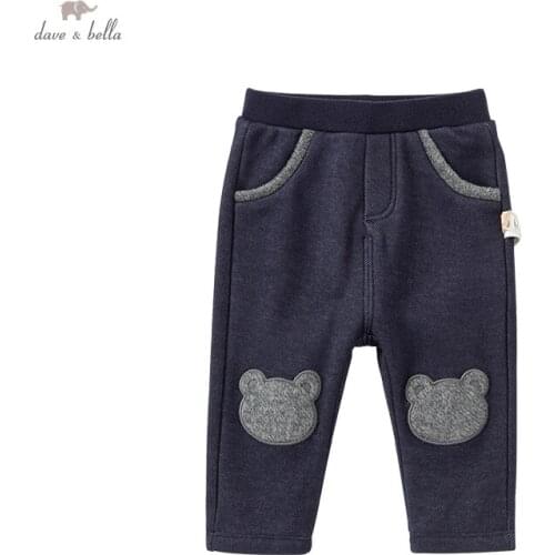 DB18921 dave bella winter baby unisex fashion cartoon pants children full length kids girls boys pants infant toddler trousers
