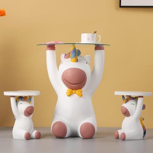 Nordic Style Originality Unicorn Floor Figure Statue Modern Home Decoration Large Landing Living Room Decor Sculpture Figurine