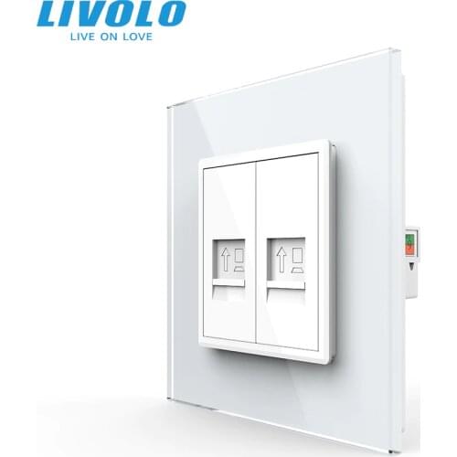 Livolo UK standard Home Wall Computer CAT6 Socket ,cable interface, New Style Crystal Glass Panel, internet wires