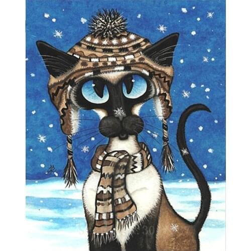 Diamant Diy Diamond Painting Cross Stitch Wearing Hats And Scarves For Dog Needlework Diamond Embroidery Full Diamond Decorative