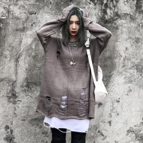 Holes Sweter Women Winter Clothes Woman Sweaters Tops Women New Plus Size Goth Sweater Dress Women Sweaters For Women Fashion