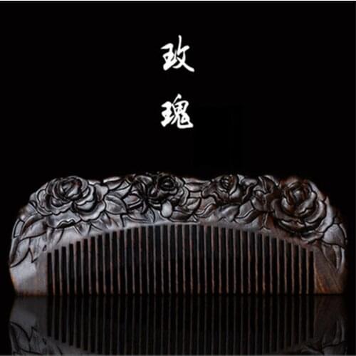 High Quality Wooden Comb Anti-static Massage Black Sandalwood Comb Handmade Health Care Hair Brush Wedding/ Birthday Gift