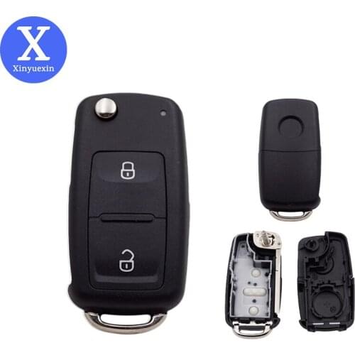 Xinyuexin Flip Remote Key Shell Fit for VOLKSWAGEN VW Golf Polo Passat for SEAT for SKODA 2 Button Car Key Replacement 2008-2013