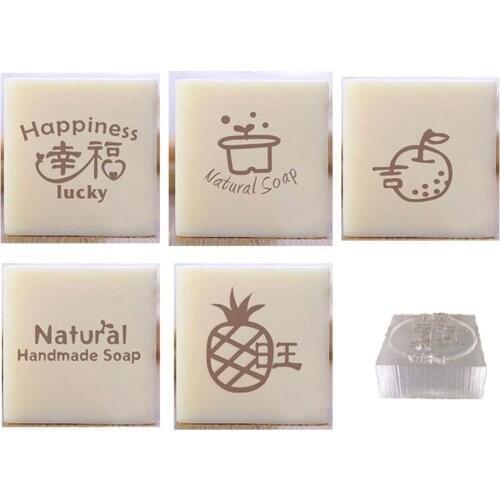 Apple Handmade Soap Making Stamp Transparent Letter Fruit Natural Diy Soap Stamps Clear Acrylic Stamp Custom