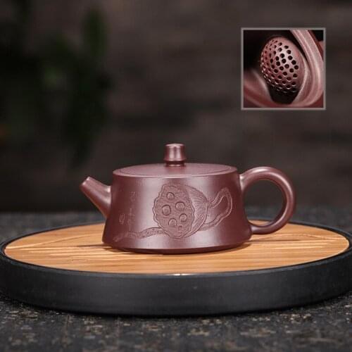 Yixing Purple Clay Pot Raw Ore Purple Zhu Ni Lian Peng Jinglan Teapot Kung Fu Tea Set Teapot 150ml