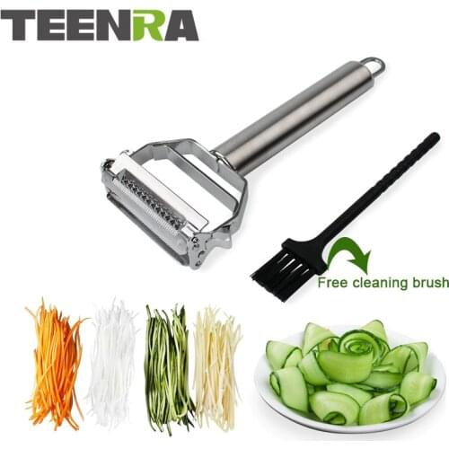 TEENRA 1Pcs Stainless Steel Fruit Vegetable Julienne Peeler Potato Peeler Slicer Fruit Melon Carrot Grater Cutter 3 Bades