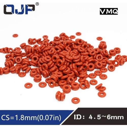 10PCS/lot Red Silicon Ring Siliocne/VMQ O ring 1.8mm Thickness ID4.5/4.87/5/5.15/5.3/5.6/6mm Rubber O-Ring Seal Gasket Washer