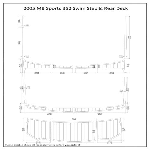 2005 MB Sports B52 Swim Step & Rear Deck Pad Boat EVA Teak Decking 1/4" 6mm