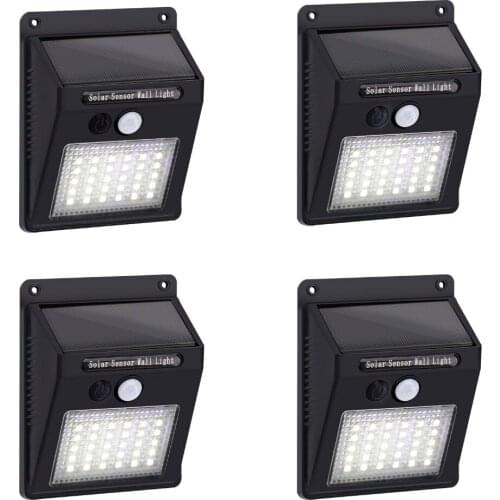 30 LEDs Security Solar Powered Light PIR Motion Sensor Light Path Wall Lamps Outdoor Garden Emergency Waterproof light 4 Pack