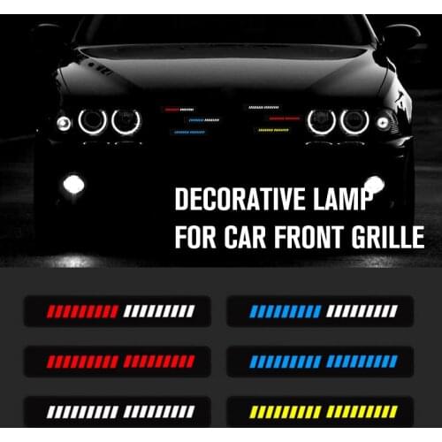 Car Middle Net Decor Strip LED Decorative Welcome Light Car Front Grille LED Decorative Lights Car Badge Emblem Beacon Lamps