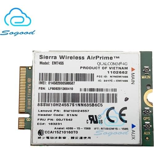 Sierra Wireless EM7455 FDD/TDD LTE 4G WWAN Gobi6000 Qualcomm Card for Thinkpad T460 T460p L460 L560 Yoga 260 P40 460 FRU 00JT542