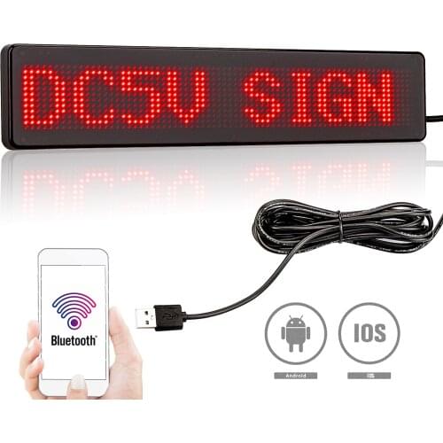 Bluetooth 12v LED Car Programmable LED Sign Display 12 * 72 Matrix Information Flat Screen Scrolling Mirror Multilingual Text