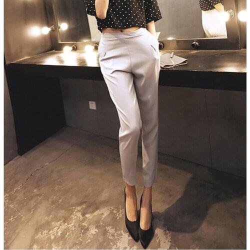 Trousers for women 2019 Womens Bottoms Ankle Length Pants Slim Chiffon Ladies Harem Pant High Waist Pure Color Casual Trouser