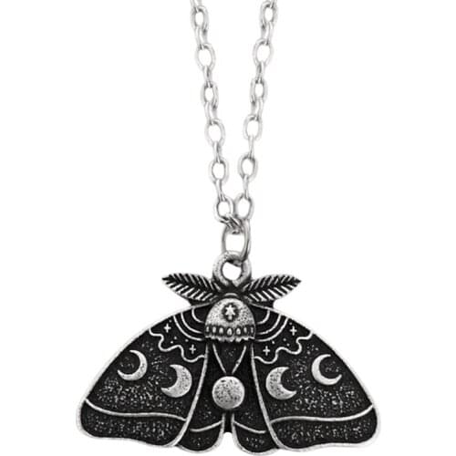 Moon Phase Luna Moth Pendant Necklaces Women Wedding Party Fashion Jewelry Chain Statement Necklace Gifts